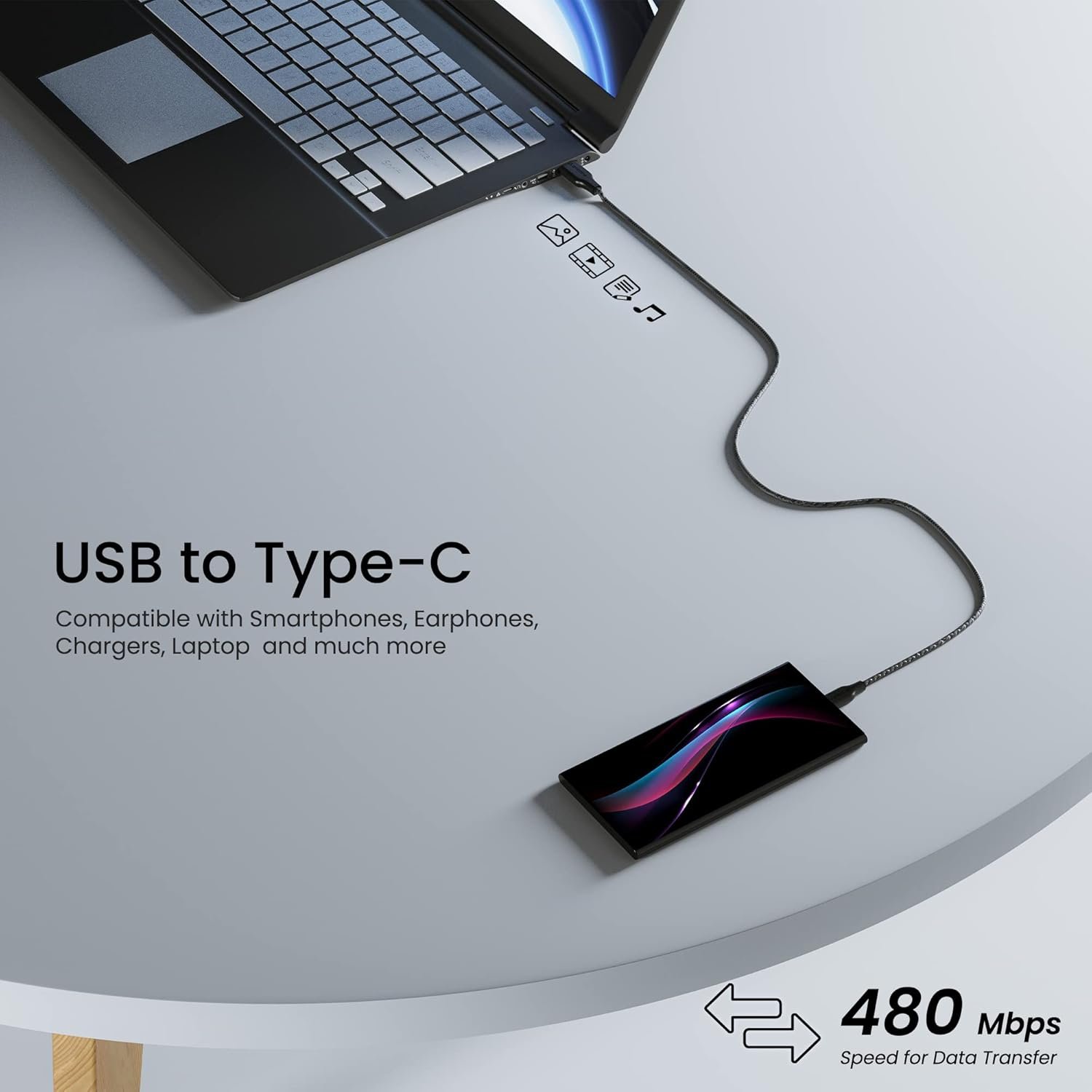 Ambrane Unbreakable 3A Type-C Braided Cable